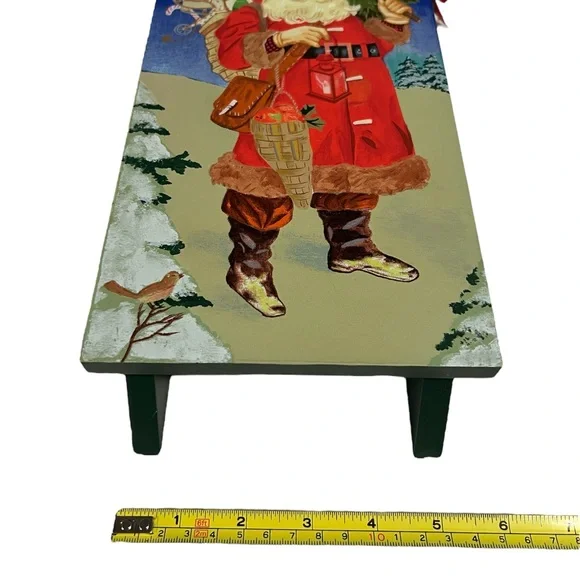 Wooden Painted Santa Merry Christmas Sled - Picture 5 of 9